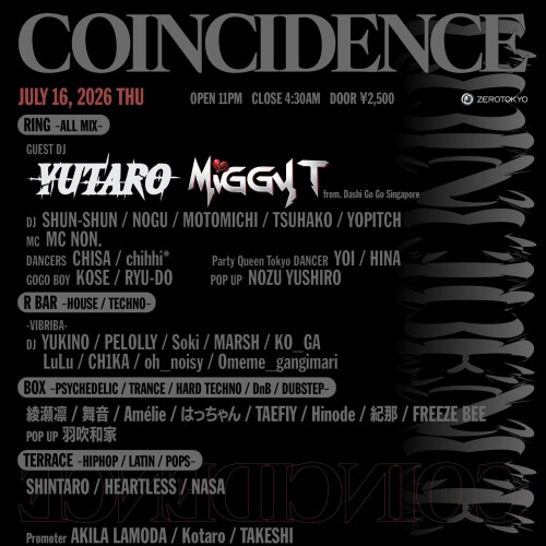 ZEROTOKYO 7/16(木) COINCIDENCE