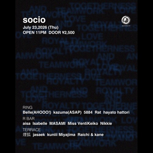 ZEROTOKYO 7/23(木)socio