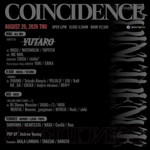 ZEROTOKYO 8/20(木)COINCIDENCE