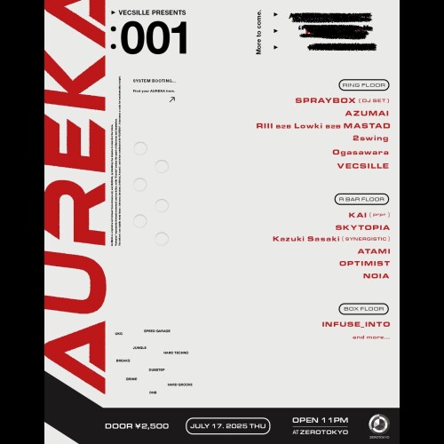 ZEROTOKYO 7/17(木) VECSILLE presents AUREKA
